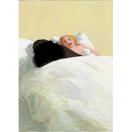 Inkognito Plush postcard, occasion: "fluffy" in motif: "Plush card in the morning after", artist: "Michael Sowa", item number: 5355, published by Berliner Verlag