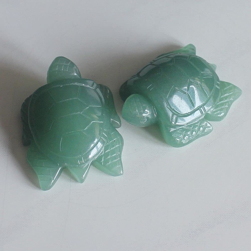 2'' Hand Carved Gemstone Crystal sea Turtle Figurine Animal Carving