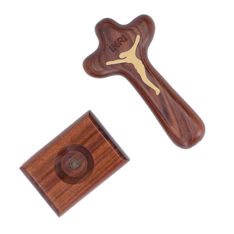 Wood Baptism Crosses Natural Texture Magnetic Standing Exquisite Polishing Carved