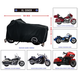 Nuzari Heavy Duty Motorcycle Cover - Motorcycle Covers Waterproof Outdoor Storage - Motorcycle Cover Waterproof Outdoor - Dirt Bike Covers (Black, Extra Large)