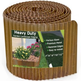 Corrugated Garden Edging,6"×20Ft Pre-Rusted Landscape Edging & Lawn Edging Border,Metal Garden Border for Flower Beds,Garden,Lawn,Raised Beds & Tree Surrounds