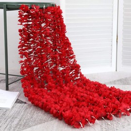 Jickoddffy 33Ft Red Artificial Hanging Flowers Garland Fake Wisteria Flowers Garlands Vine for Party Wedding Garden Wall Decoration (Red,10 Pack)