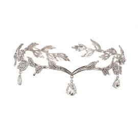 Caiguoer Wedding Silver Tiara and Crown Pendant Crystal Tiara Headband for Bride Bridesmaid Crown Birthday Cosplay Accessories for Women and Girls, Crystal, alloy