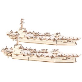 Playtastic Children's 3D Wooden Puzzles: Set of 2 3D Construction Kits Aeroplane Carrier Made of Wood, 117 Pieces (Wooden Construction Kit Children, Wooden Puzzle 3D)