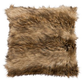 Safavieh Luccia Throw Pillow, Brown Faux Fur/Red Knit