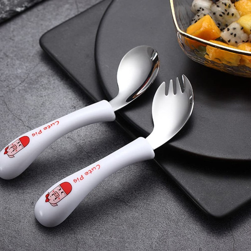 STOBOK 1 Set Toddler Practicing Tableware Baby Spoons Forks Utensils
