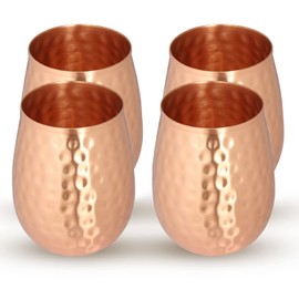 Zap Impex Kupferweingläser 4er-Set Weinbecher aus massivem Kupfer, gehämmert Moscow Mule Copper Tumbler