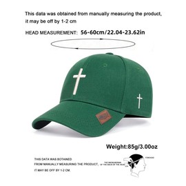 Unisex Casual Cross Embroidery Baseball Cap, Casual Outdoor Sports Hat for Men & Women, Adjustable Sun Protection Cap for Daily Wear:_Green_one-size