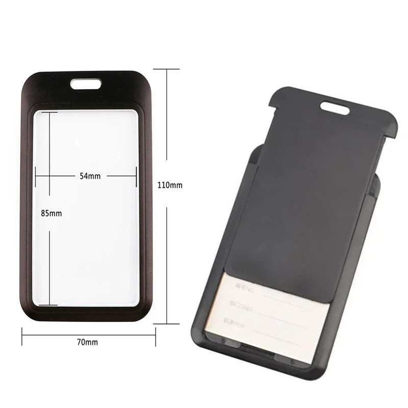 2 Pack Plastic ID Badge Holder Hard Black White Id