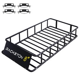 Racketon 74”x39”x8” Roof Cargo Rack for SUV Car Trucks,Heavy Duty Cargo Basket Anti-Rust Top Luggage Rack