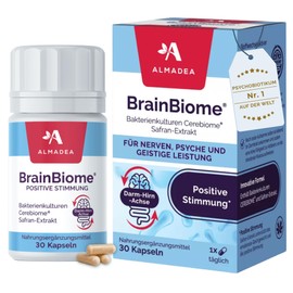 Probiotic Against Stress, Inner Agitation & Anxiety - For Better Mood & Sleep - With Saffron & Gut Brain Axis (Cerebiome) - 30 Capsules - BrainBiome