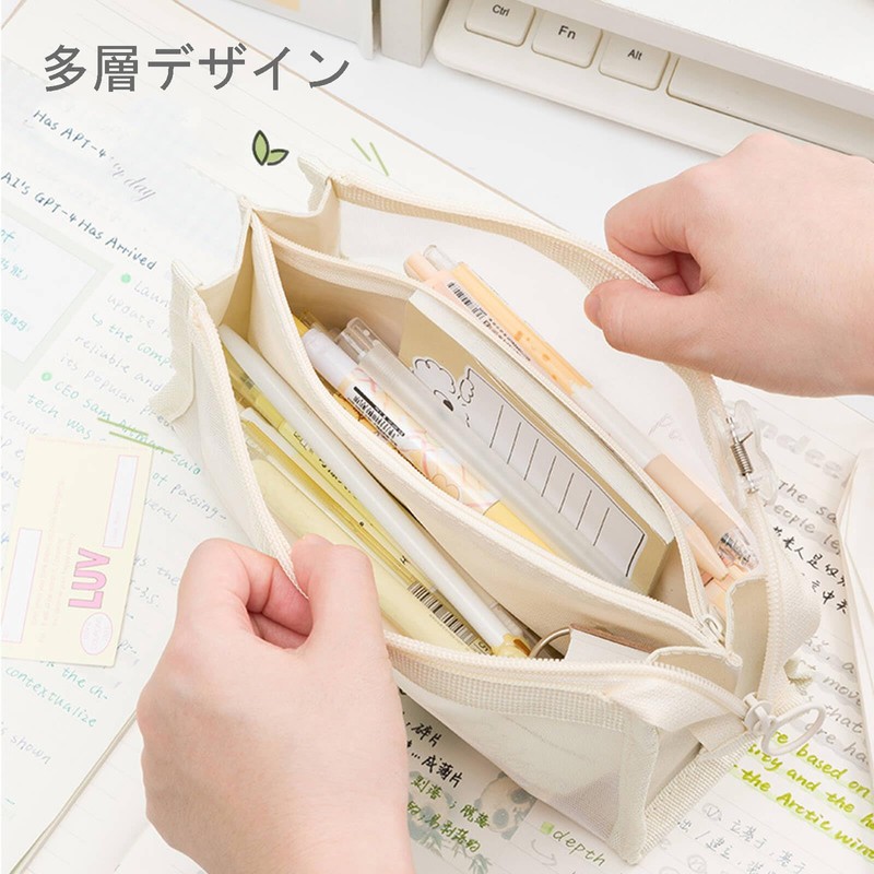 Pen Case, Pencil Case, Pouch, Transparent, 5 Layer Storage, Large