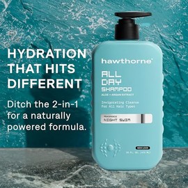 Hawthorne Champú para hombre todo el día. Sin sulfato, sin parabenos, champú natural para hombre con argán y aceite de coco. Para un cabello más fuert