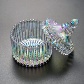 BQAN 80ml Large Nail Dappen Dish, Dazzling Crystal Dappen Dish with Lid, Damping Dish for Nails Holding Acrylic Liquid Acrylic Powder Nail Decor, Dappen Monomer Dish (Laser Color)