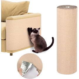 Rascadores para Gatos,DIY Alfombra de Pared para Gato,muebles de pared para gatos,Alfombrilla Autoadhesiva Recortable,Adecuado para moler garras de gato y proteger muebles de alfombras. (Caqui, S)