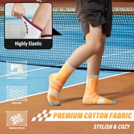 ANTSANG Kids Boys Girls Cotton Crew Socks Youth Teen Athletic Sport Basketball Breathable Soft Socks 6 Pairs(Dashed Line,5-8 Years)