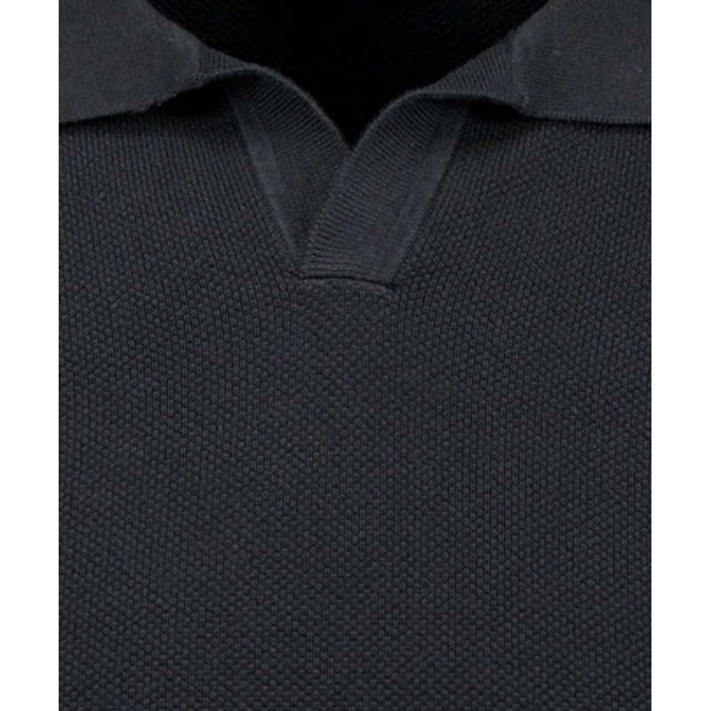 RAGMAN Herren Strick-Pullover Kurzarm, Resortkragen Schwarz-009, 3XL