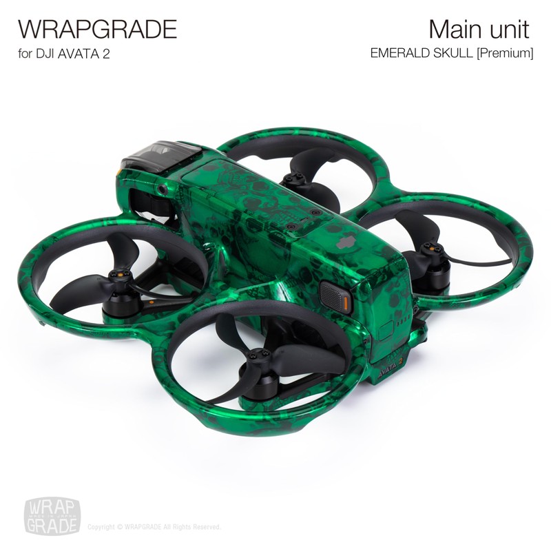 WRAPGRADE Skin Sticker for DJI AVATA 2 (Emerald Skull)