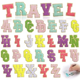 R.SASR 52 Pcs Chenille Letter Patches, Self Adhesive Chenille Patches, Embroidered Patch for Clothing