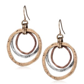 CWVHQ 3 Circle Boho Earrings for Women Sunrise Tri color Dangle Earrings (circle)