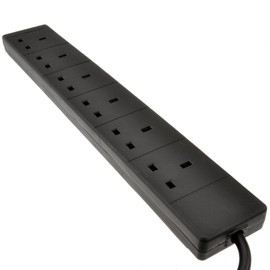 kenable 6 Gang Way UK Trailing Socket Mains Power Extension Lead Black 0.5m [0.5 metres]