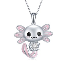 Yorionke Axolotl Necklace 925 Sterling Silver Axolotl Pendant Cute Animal Jewelry Gift for Women