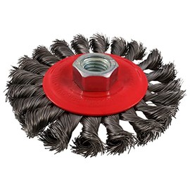 Urrea Carda circular trenzada alambre fino de acero inoxidable 4" x 0.35 mm con rosca 5/8"