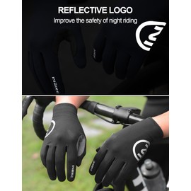 INBIKE Cycling Gloves Men Women Long Winter Warm Gloves Windproof Breathable Touchscrenn Reflective Cycling Gloves for Cycling Road Bike Sports Black L