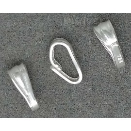 Genuine 925 Sterling Silver Small Snap On Bail Charm Pendant Clasp Finding 6.3mm - 2 pcs