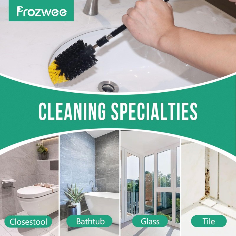Prozwee 2PACK Tile Corner Drill Brush,Upgraded Powerful Scrubber Brush Made