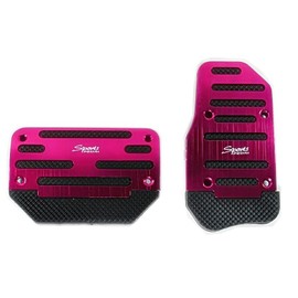 HnF shop Universal Racing Sports Non-Slip Automatic Car Gas/Brake Pedal Pads Cover (Red Steel)