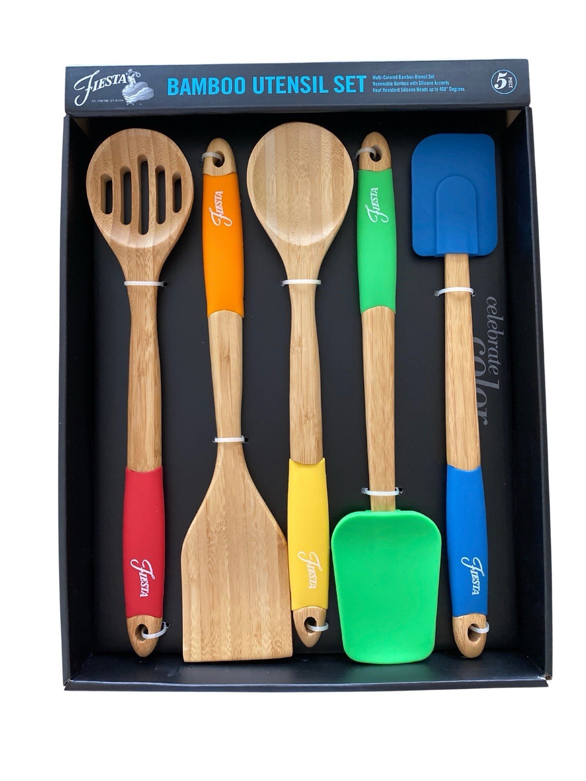 New Fiesta 5 piece Bamboo Silicone Utensil Set - Thumbnail 4