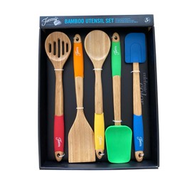 Fiesta 5-Piece Bamboo and Silicone Utensil Set New in Package