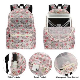 Yusudan Mesh Backpack for Girls, Kids Semi-Transparent School Bookbag Women See Through Beach Bag Daypack (Koala)