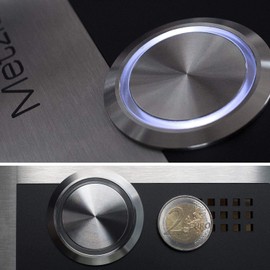 Large LED Push Button - XXL Diameter 40 mm - Stainless Steel - Waterproof - Opener/Closer - AC/DC (Green)