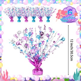 Ceenna 6 Pcs Table Decorations birthday decorations Metallic Gleam Foil Spray Centerpieces Shell Model Branches Leaf Glitter Table Centerpieces for Cosplay Holiday Party (Mermaid)