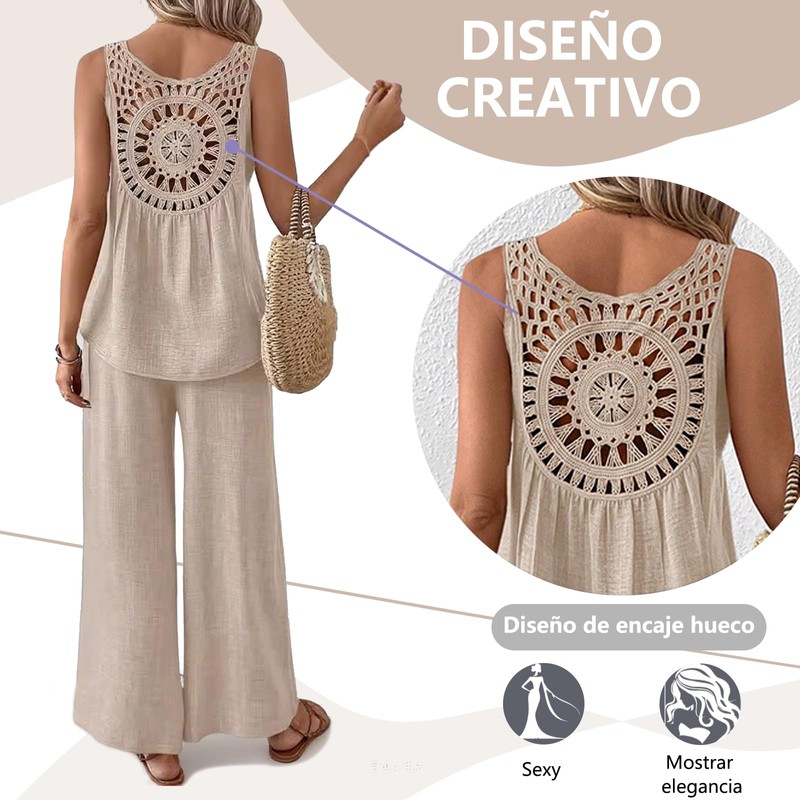 Conjuntos Casuales para Mujer, Pantalon Pierna Ancha Mujer, Chaleco de