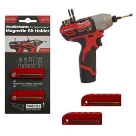 StealthMounts Black Milwaukee M12 Magnetic Bit Holder | Drill Bit Organiser | Perfect Bit Holder for Milwaukee Drills and Impacts (2 Pack)