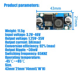 HUAREW Step-Down Converter Regulated Power Supply Module 3.2V - 35V to 1.25V - 35V DC-DC Adjustable Power Supply Down Module (Pack of 5)