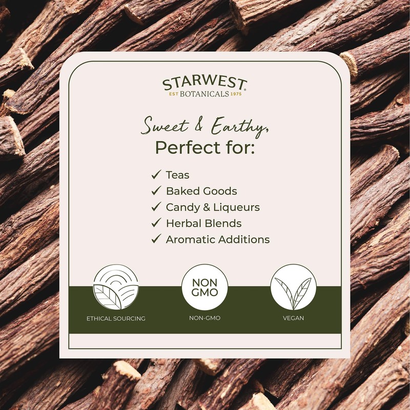 Starwest Botanicals Organic Dried Licorice Root Sticks 6" - Herb