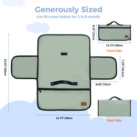 Gloppie Portable Baby Changing Mat, XXL Changing Mats for Toddlers, Foldable Changing Mat, Waterproof Changing Mat as a Toiletry Bag for Baby Items, Ideal as a Gift for Newborns, Green