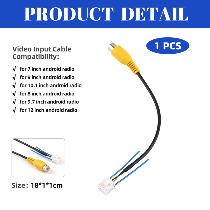 10 Pin RCA Rear View Camera Wiring Harness Video Input