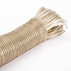 Washing Line Rope with Steel Core, Heavy Duty Laundry Lines with 2 Tensioners, PVC Covered Clothes Line for Indoor, Outdoor, Garden (50M) Champagne