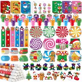 BenLouis Christmas School Stationery Set Party Favors Xmas Classroom Gift Prizes Bulk for Students Kids Holiday Stockings Pinata Filler Christmas School Goodie Bag Stuffers Decor（12set Gingerbread）