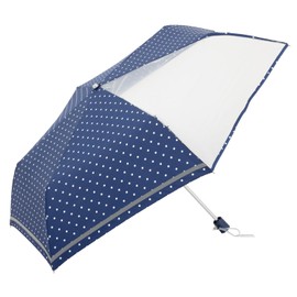 LIEBEN-1330 Children's Umbrella, Foldable, 21.7 inches (55 cm) x 6 Ribs, Mini Umbrella with Front Visibility, Easy to Open and Close, Clear Window, Kids, Boys and Girls (Dot Navy)