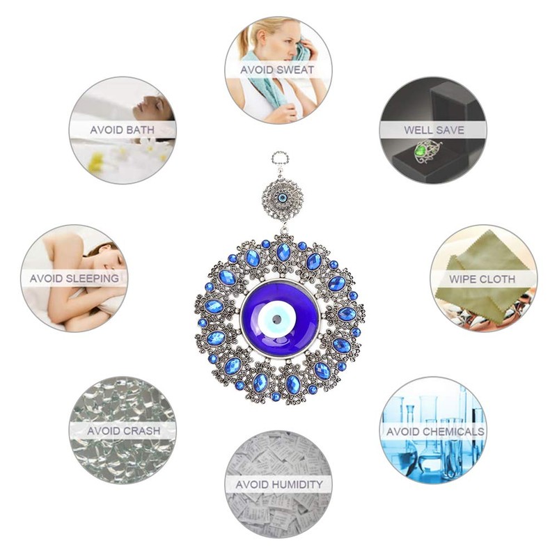 Turkey Blue Evil Eye Ornament, Blue Eyes Pearl Fatima Hand