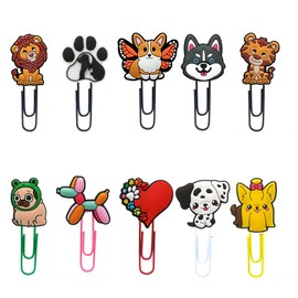 yufana Pack of 10 Cartoon Paper Clips, Bookmark Clip, Paper Clip Bookmark for Pagination, Organising, Folders, Colourful Reading Marker Clip, Stationery, Reward Gifts, Students (Animal)