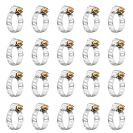 20PCS 304 Stainless Steel Adjustable Hose Clamps, Range 7/16" to 25/32"