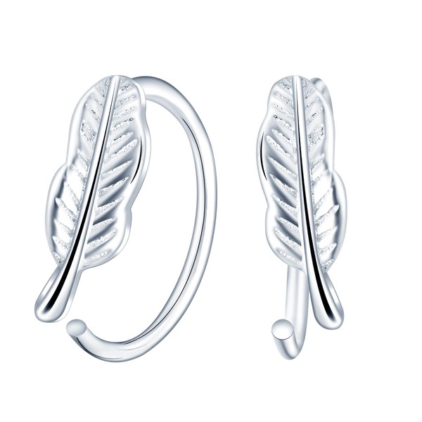 MICMIF Feather Small Hoop Earrings 925 Sterling Silver Hypoallergenic Earrings