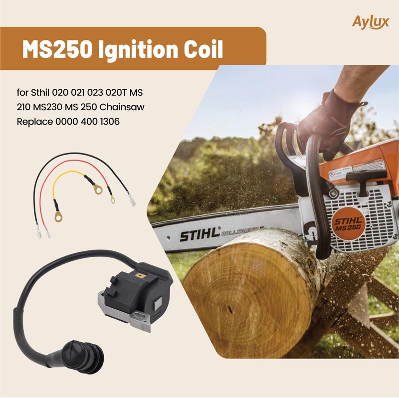 Aylux MS250 Ignition Coil with Spark Plug for Sthil 020